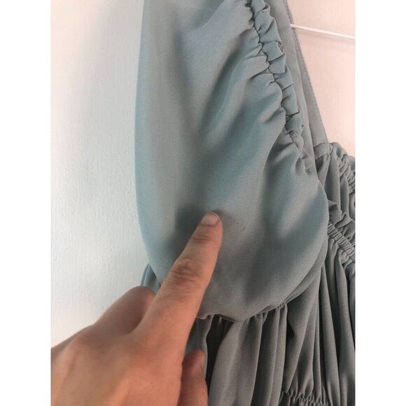 Lani The Label Women’s Size S Tunic Pale Green Puff Sleeve Peasant Boho - Picture 5 of 9